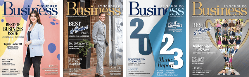 LB-COVERS-4-ROW Lynchburg Business Mag Covers